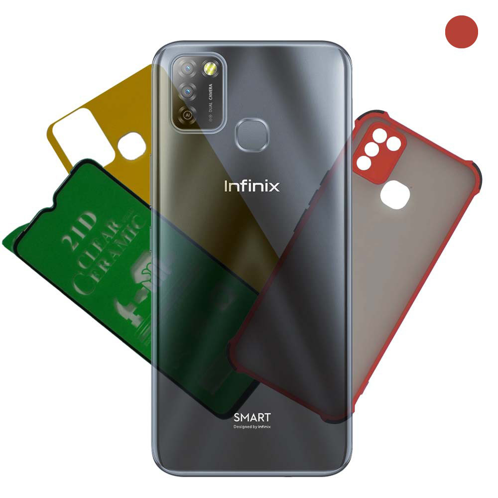  قاب ،محافظ صفحه نمایش ومحافظ پشت گوشی اینفینیکس مدل Infinix Smart 5 